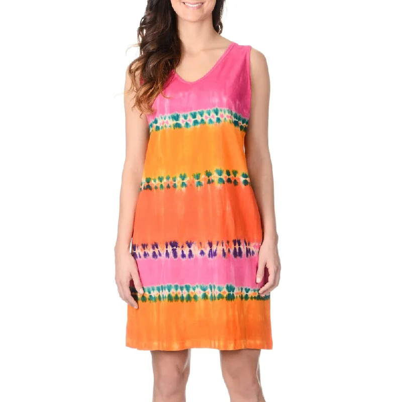 Women's Plus-Size Clothes La Cera Women's Coral Tie-dye Tank Dress