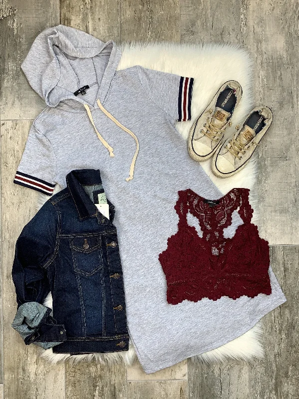 Festival Fashion Sporty Spice Tunic Dress: Grey