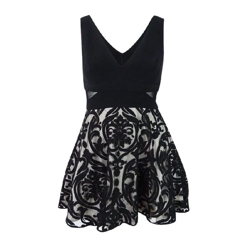 Women Online Clothing Boutiques Xscape Women's Embroidered V-Neck Fit & Flare Dress