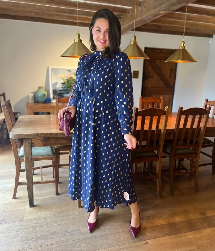 Sophisticated Fashion Olivia Navy Foil Print Dress