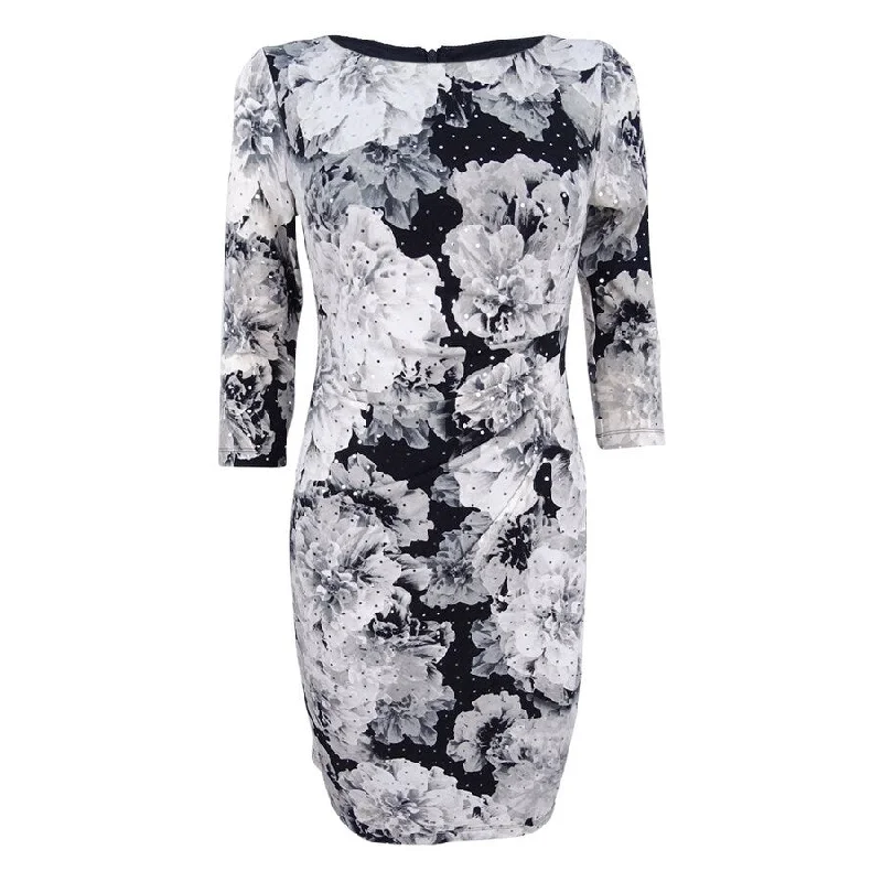 Affordable Fashion Clothing For Women Jessica Howard Women's Ruched Printed Metallic Sheath Dress