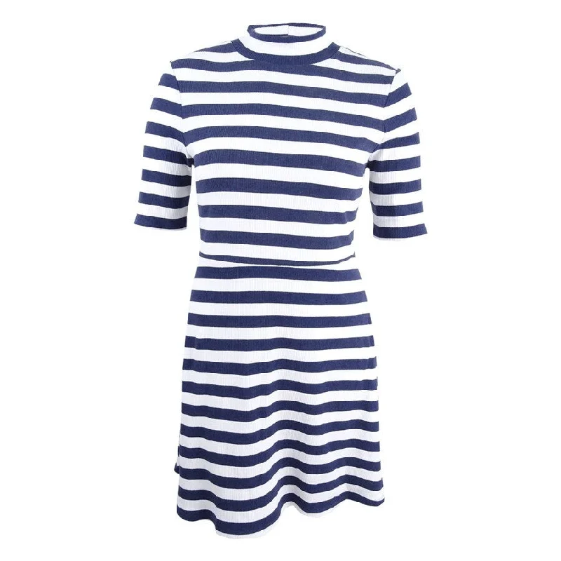 Women's Formal Clothes Maison Jules Women's Striped Fit & Flare Dress (XL, Blue Note)