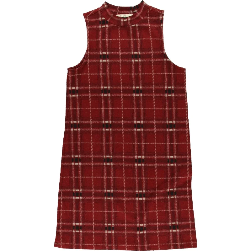 Comfortable Clothes Hippie Rose Womens Plaid Sheath Dress, Red, Small