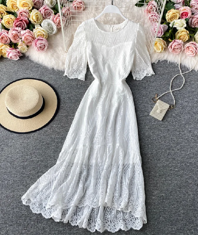 Best Online Boutiques For Women White lace dress fashion dress  1075