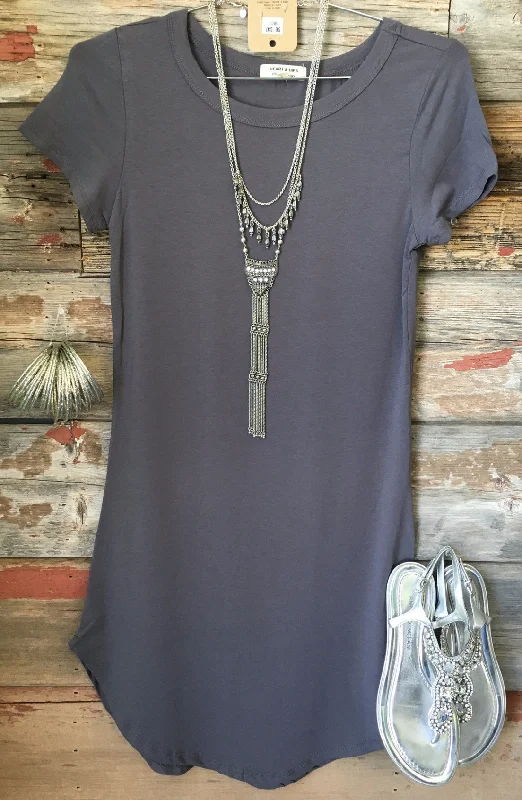Luxury Women's Clothes Fun in the Sun Tunic Dress: Slate Grey