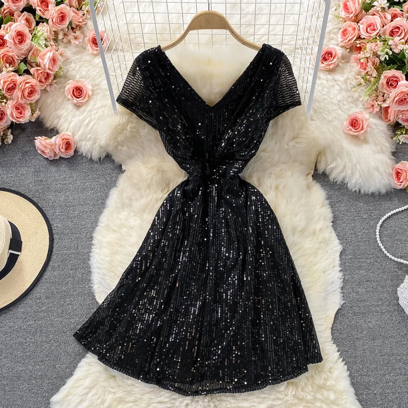 Clothing For Women Cute sequins short A line dress fashion dress  467