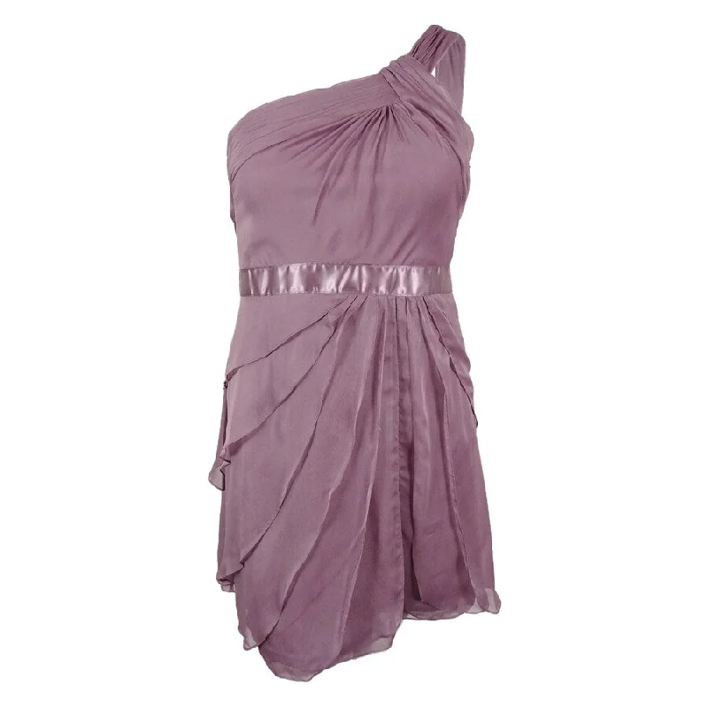 Women's Comfy Loungewear Outfit Adrianna Papell Women's Tiered Chiffon One Shoulder Dress (12, Dusty Rose)