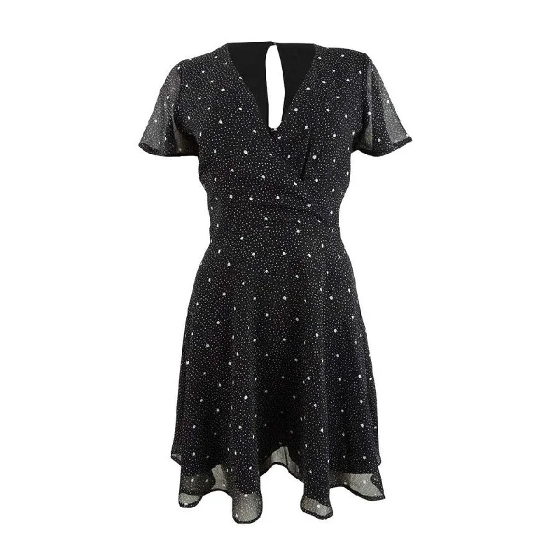 Casual Wear Maison Jules Women's Dotted Faux-Wrap Fit & Flare Dress