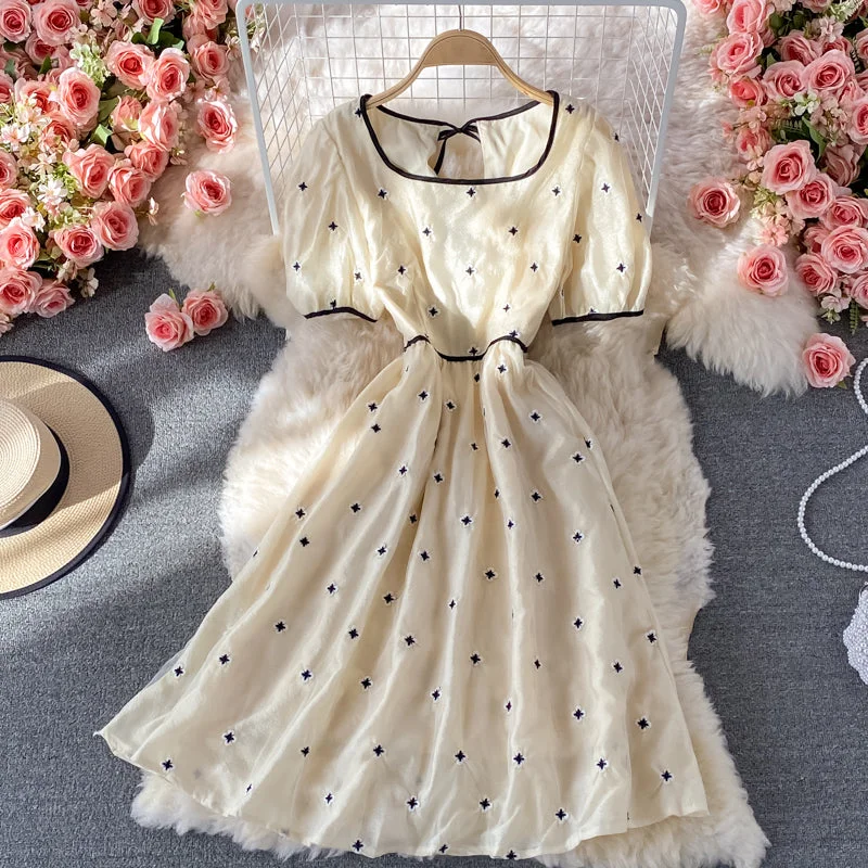 Women's Chic Outerwear Garments Cute A line flower applique dress fashion dress  523