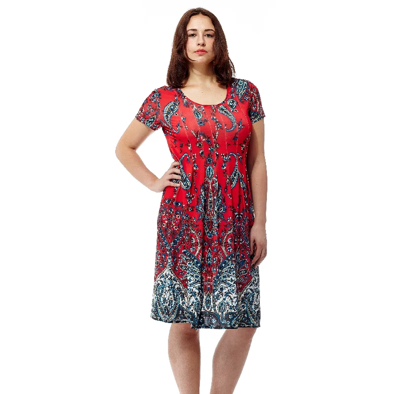 Women's Holiday Clothing La Cera Women's Short Sleeve Printed Dress