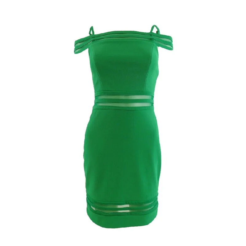 Elegant Women's Clothing Guess Women's Off-The-Shoulder Shadow-Stripe Sheath Dress (0, Green) Elegant Women's Clothing Guess Women's Off-The-Shoulder Shadow-Stripe Sheath Dress (0, Green)