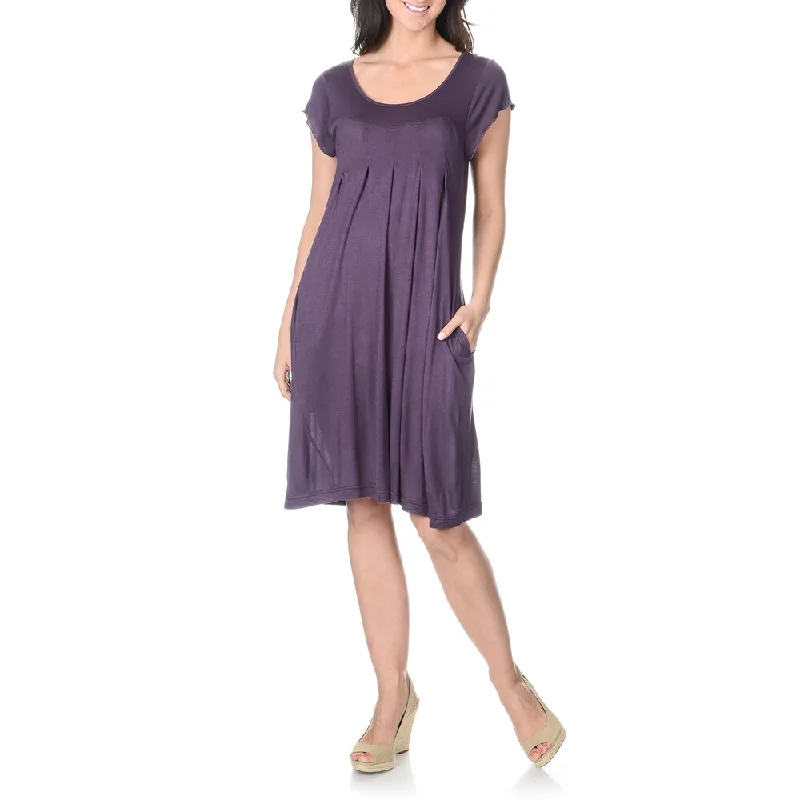 Women's Trendy Garments La Cera Women's Short-sleeve Inverted Pleat Knit Dress