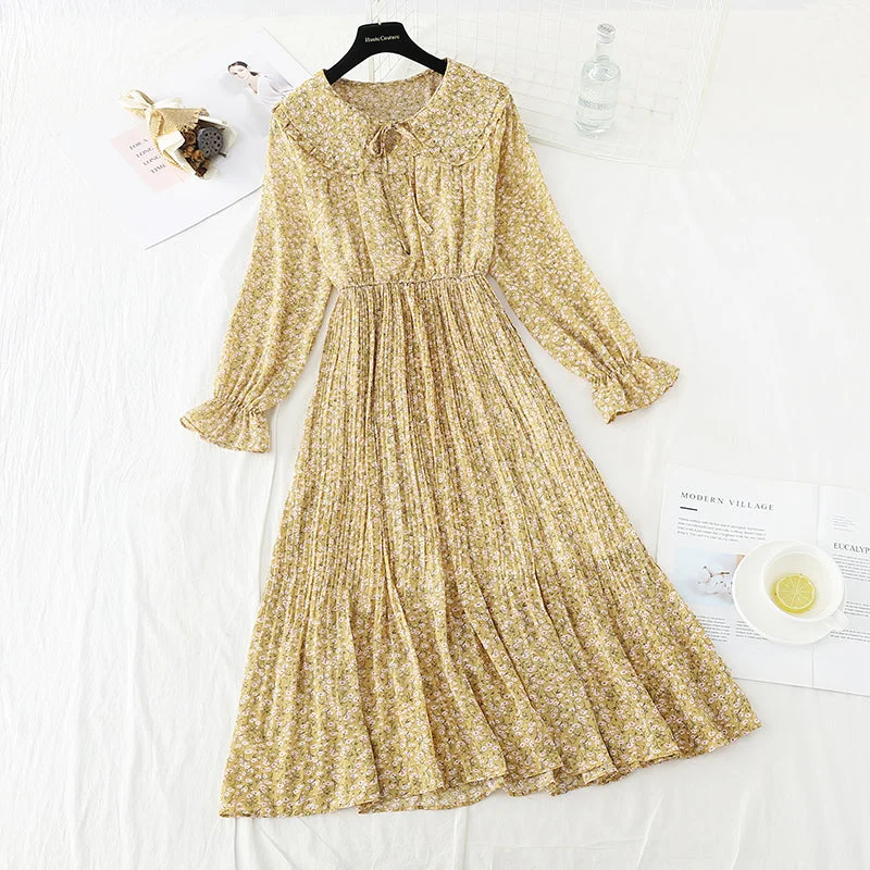 Vibrant Styles Salt and sweet lace, lapel, chiffon, broken dress, skirt.  4715
