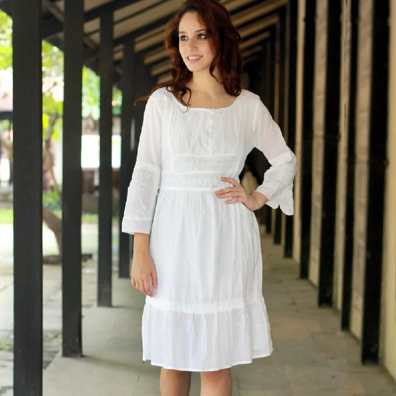 Affordable Women's Clothing Handmade Cotton 'Quiet Joy' Dress (India)