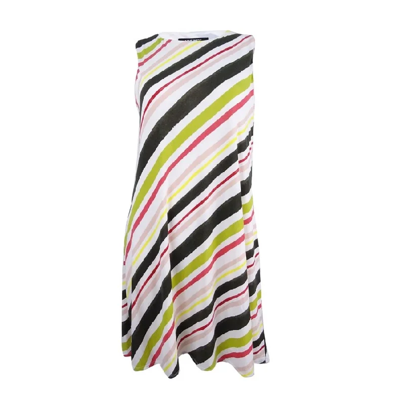 Women's Fashion Clothing Nine West Women's A-Line Striped Dress