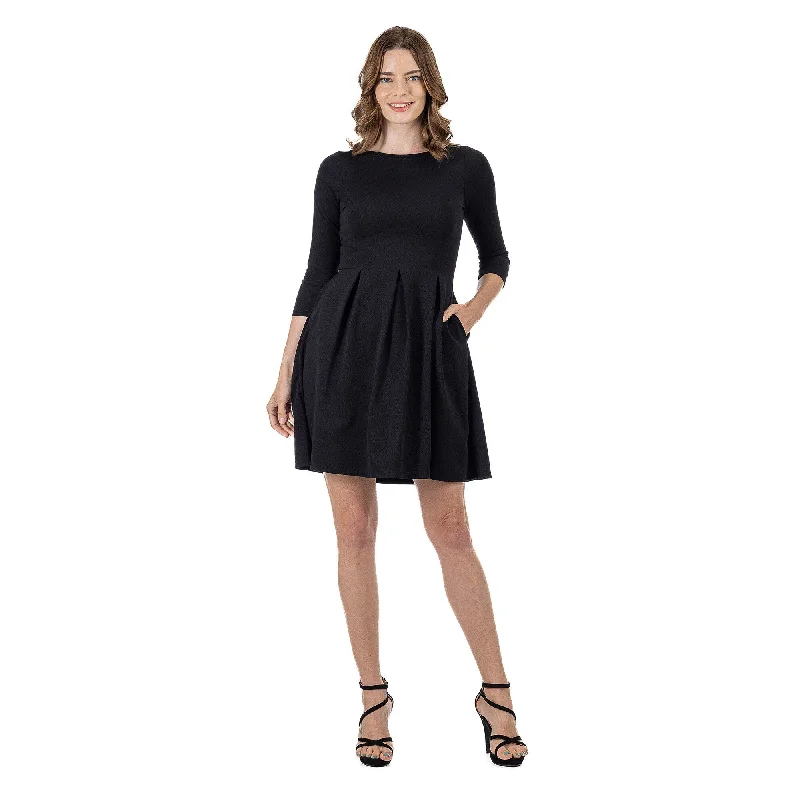 Comfortable Casual Women's Clothing 24seven Comfort Apparel Perfect Fit and Flare Pocket Dress Comfortable Casual Women's Clothing 24seven Comfort Apparel Perfect Fit and Flare Pocket Dress