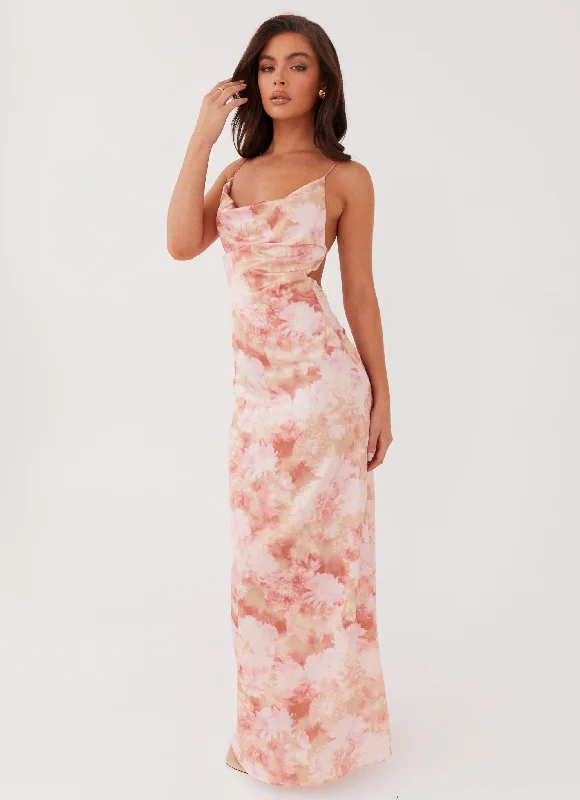Women's Casual Outfit Dancing In The Sky Maxi Dress - Flower Garden