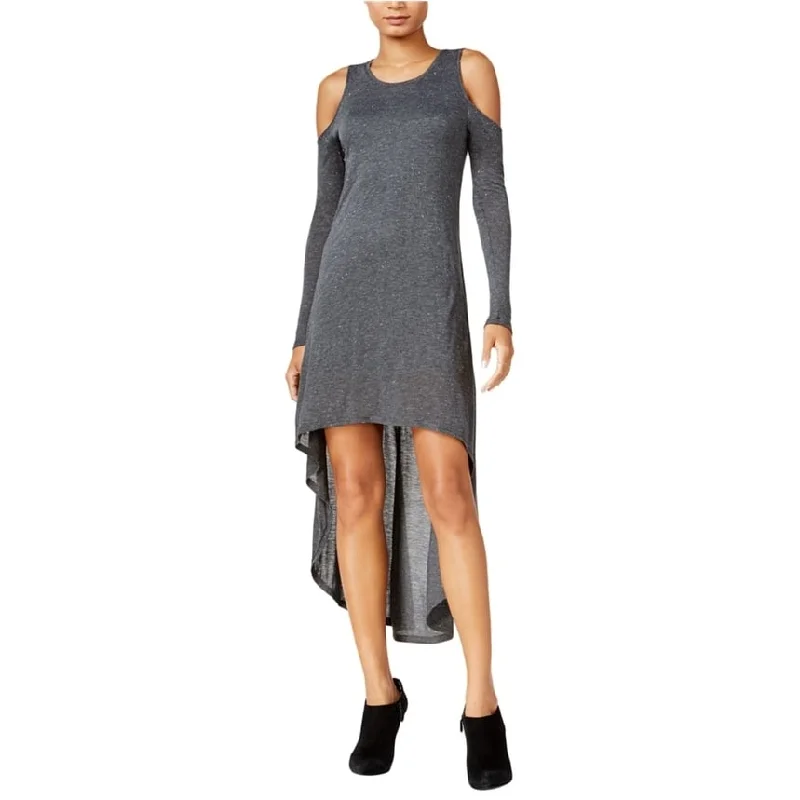 Minimalist Style Chelsea Sky Womens Cold Shoulder A-line Dress, Grey, X-Large