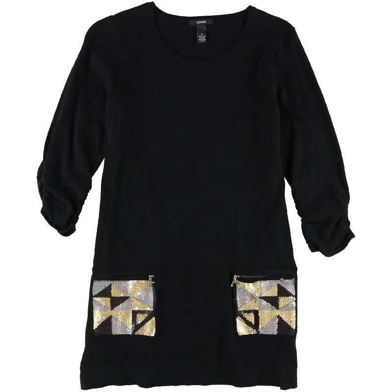 Fashionable Dresses for Women Alfani Womens Sequins Pocket Sweater Dress, Black, Medium