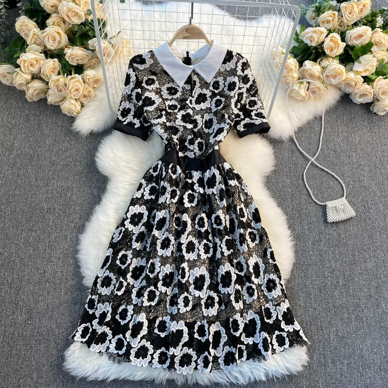 Unique Women's Fashion Pieces Cute lace short A line dress fashion dress  426