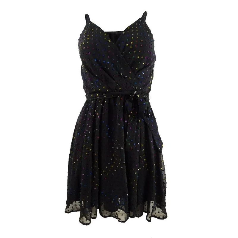 Women's Apparel And Garments As U Wish Juniors' Multicolored Metallic-Dot Chiffon Dress