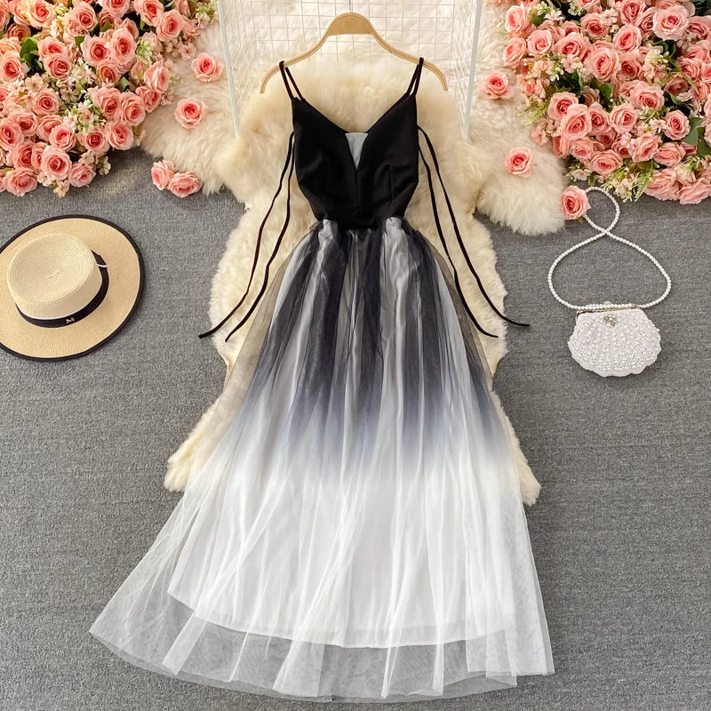 Women's Athletic Garments Cute gradient v neck tulle short dress fashion dress  453