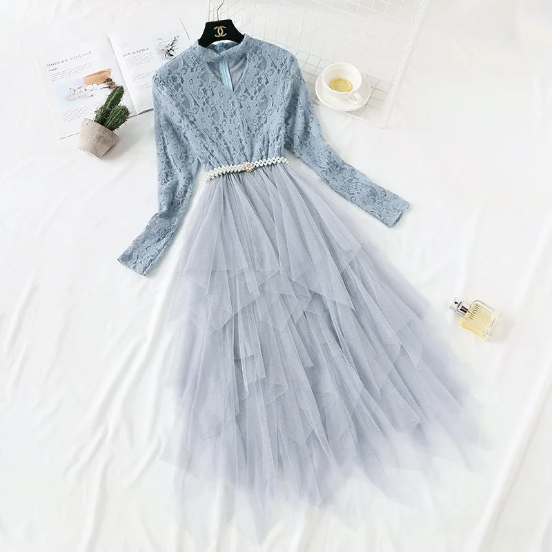 Chic Women's Clothing for Work and Travel French minority lace dress women's French Retro  4366