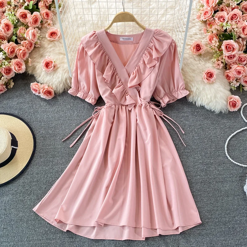 Women's Party Outfit Cute v neck short dress fashion dress  490