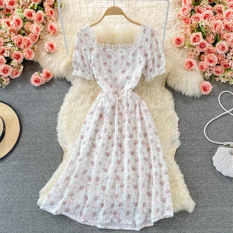 Casual Chic Sweet floral A line dress fashion dress  511