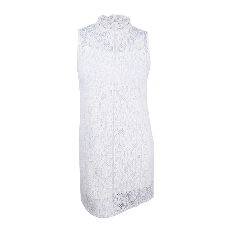 Fashion Forward Ronni Nicole Women's Lace Mock-Neck Sheath Dress