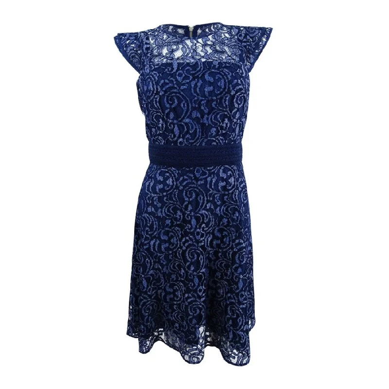 Women's Evening Wear Rachel Rachel Roy Women's Lace Fit & Flare Dress (4, Indigo)