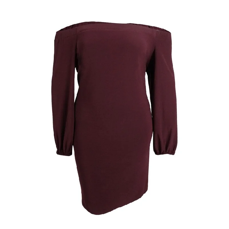 Evening Elegance INC International Concepts Women's Off-The-Shoulder Dress (M, Port)