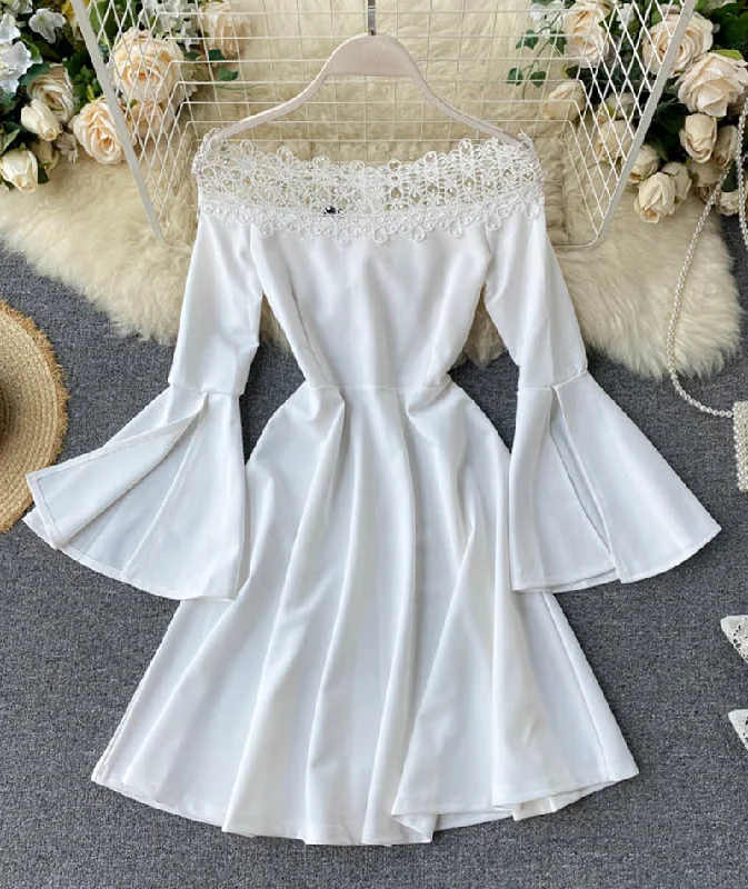 Women's Trendy Clothes Fashionable A line dress flared sleeve dress  1037