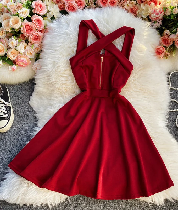 Fashionable Women's Clothes Sexy A line backless dress short dress  894