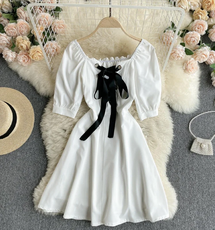 Unique Women's Fashion Pieces Cute A line lace up dress fashion dress  683