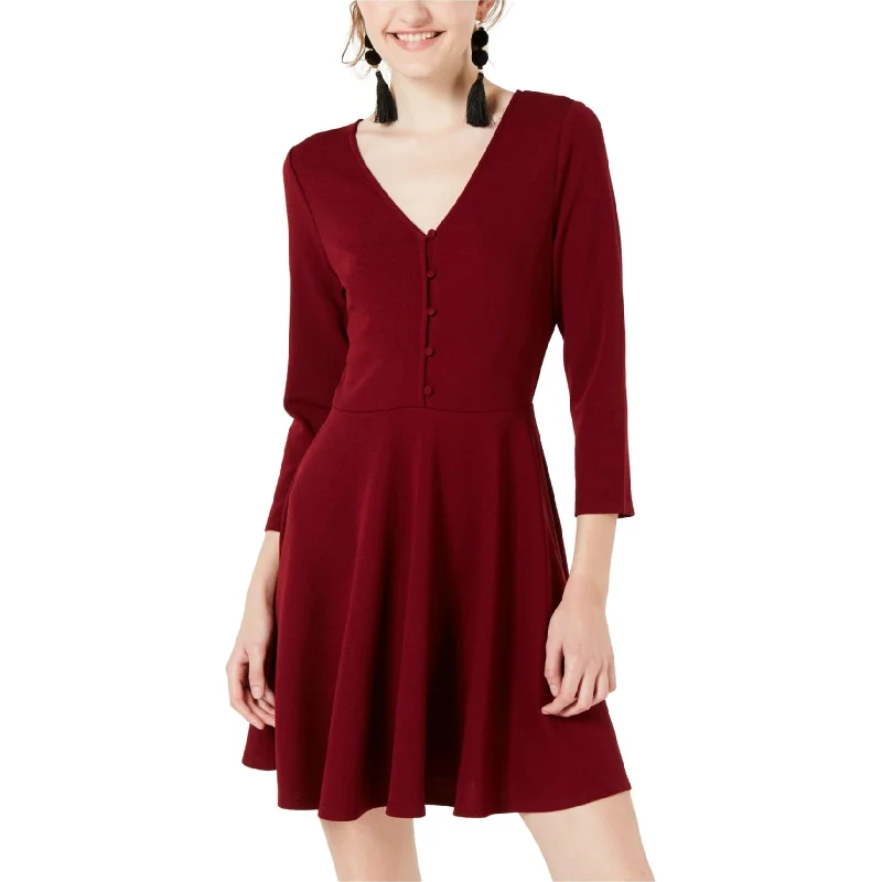Charming Women's Garments Planet Gold Womens Solid Fit & Flare Dress, Red, XX-Small