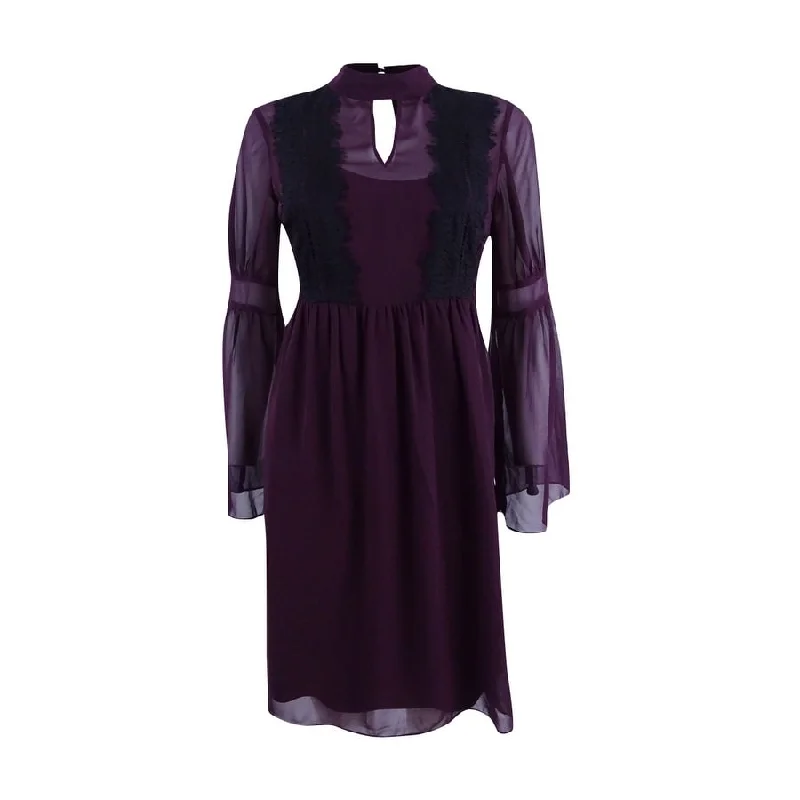 Women's Comfy Loungewear Outfit Jessica Simpson Women's Lace-Trim Bell-Sleeve Chiffon Dress