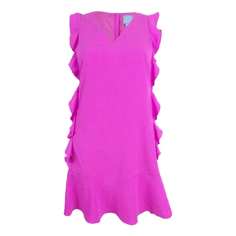 Women's Everyday Garments CeCe Women's Harper Ruffled V-Neck Dress (0, Peony Rush)