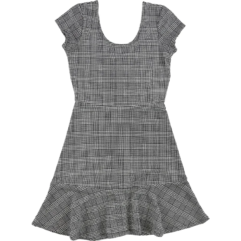 Fashionable Women's Clothing Planet Gold Womens Plaid Fit & Flare Dress, White, Medium