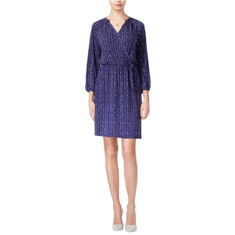 Women's Cozy Outfit For Lounging maison Jules Womens Dot-Print Wrap A-line Dress, Blue, XX-Small