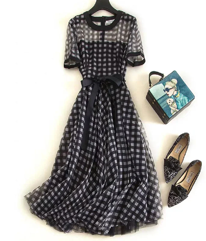 Women's Vintage Garments Retro black dress summer dress  1293