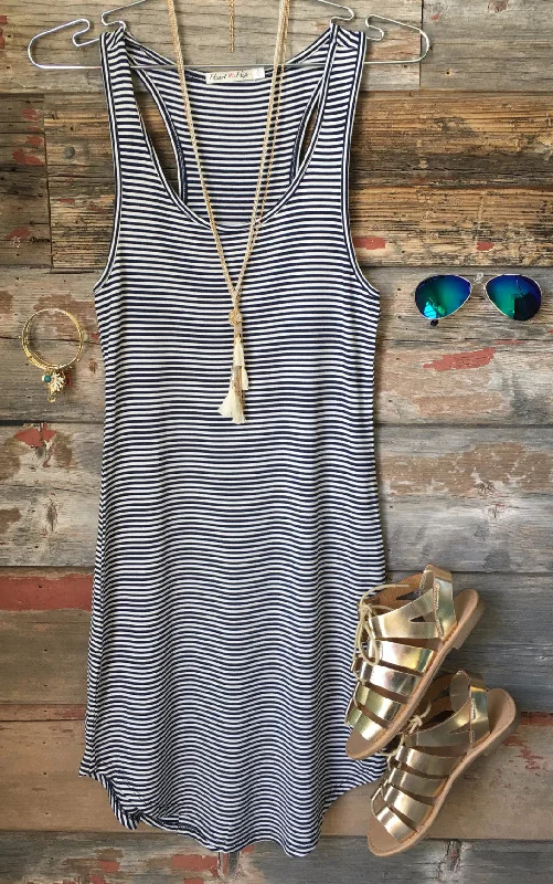Summer Sale Let's Have Some Fun Striped Tank Dress: Navy