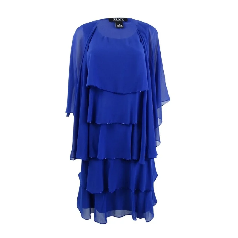 Women Clothes SL Fashions Women's Beaded Tiered Dress and Jacket