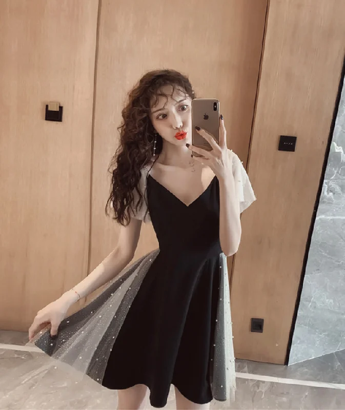 Women's Holiday Clothing Unique v neck tulle short dress summer dress  1083