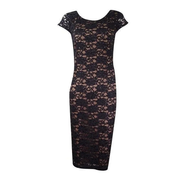 High Street Women's Fashion for Trendy Shoppers Connected Women's Lace Cowl-Back Sheath Dress