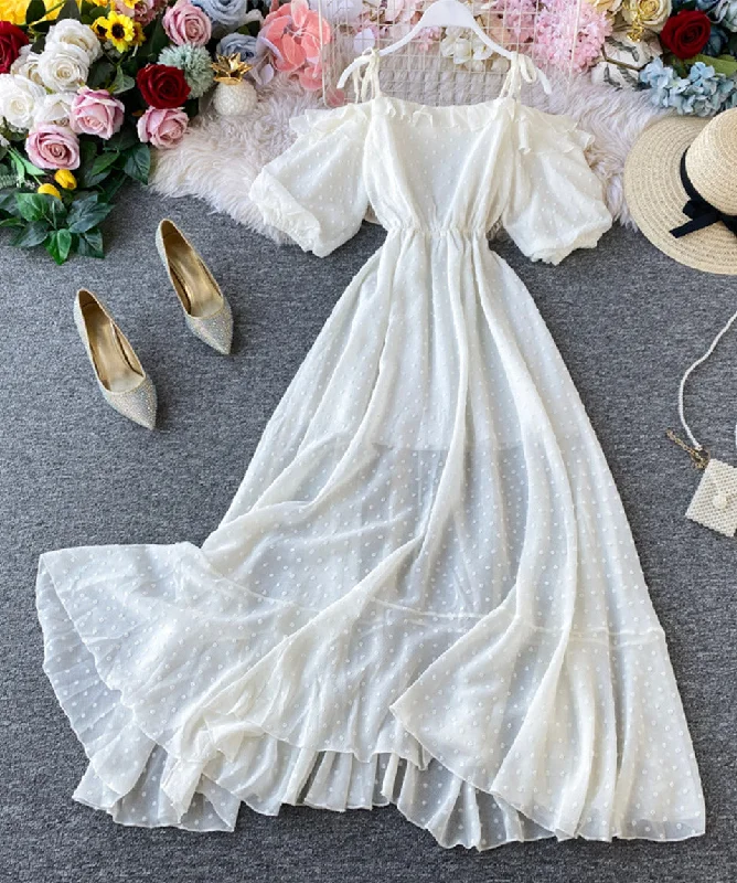 Best Online Boutiques Simple white A line dress fashion girl dress  1117