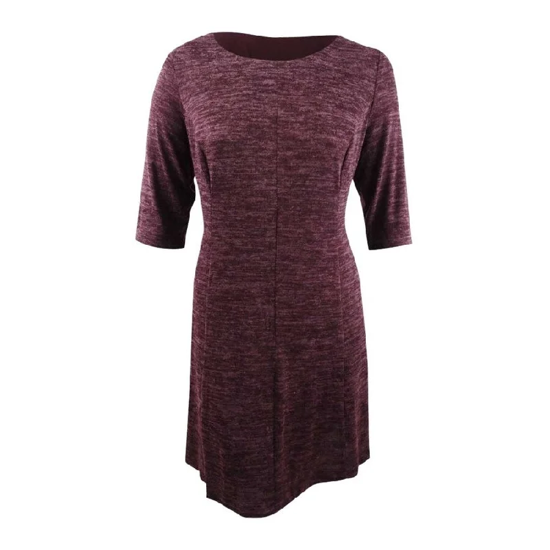 Women's Clothing Connected Women's Fit & Flare Sweater Dress (10, Burgundy)