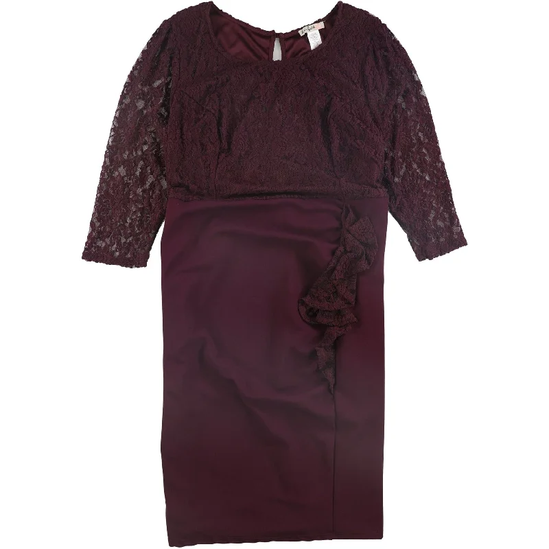 Luxury Fashion Love Squared Womens Lace Top Sheath Dress, Red, 3X