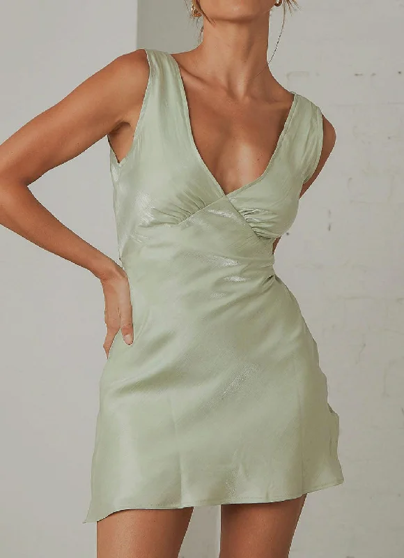 Stylish Savings Audrey Vintage Slip Dress - Sage