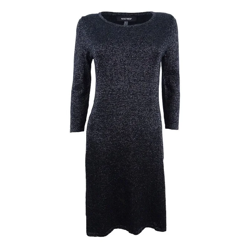 Casual Chic for Women Nine West Women's Metallic Sheath Dress (S, Black/Silver)